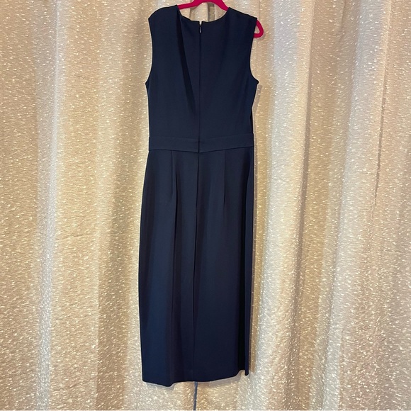 NEW NWOT REISS LAYLA SLEEVELESS GATHERED WAIST SHEATH BODYCON MIDI DRESS Navy 4 - Picture 9 of 12